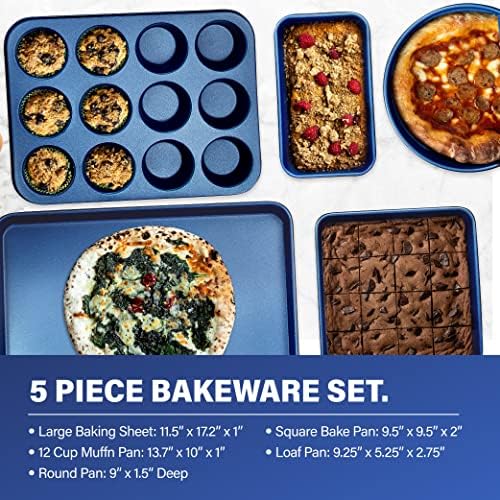 Granitestone Blue Nonstick 9.7in x 5.75in x 2.8in Loaf Pan, Oven Safe up to 500F, Dishwasher Safe