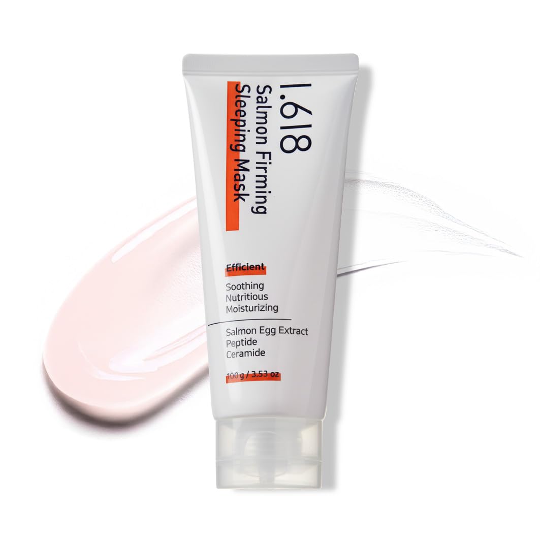 1.618 Salmon Firming Sleeping Mask 3.53oz - Korean Overnight Moisturizer Face Cream with Peptide, Vit-P, Beta Glucan, Centella Asiatica, Ceramide NP