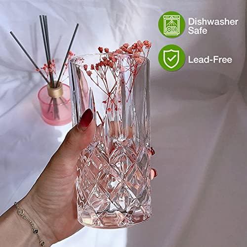 Qipecedm Drinking Glasses, 8 Piece Crystal Glass Cups, Mixed Glassware Set, 4 pcs Crystal Old Fashioned 11oz Highballs and 4 pcs 11oz Whiskey Glasses