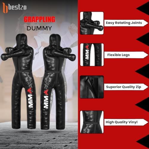 Bestzo MMA Grappling Dummy for Adult,Wrestling Dummy Jiu Jitsu, Judo Punching Bag Sparring Self Defense Training Dummy Black - Unfilled