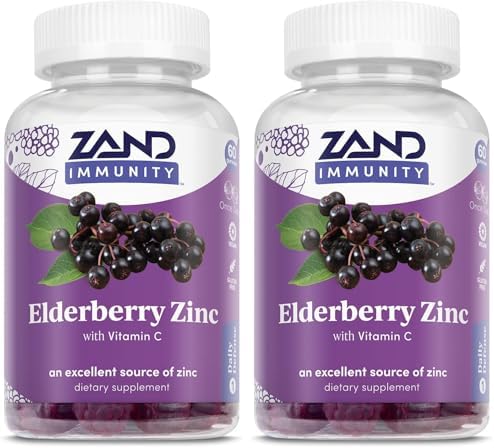 ZAND Elderberry Zinc Immunity Gummies with Vitamin C, Year-Round Immune Support for Children & Adults, 60 Count