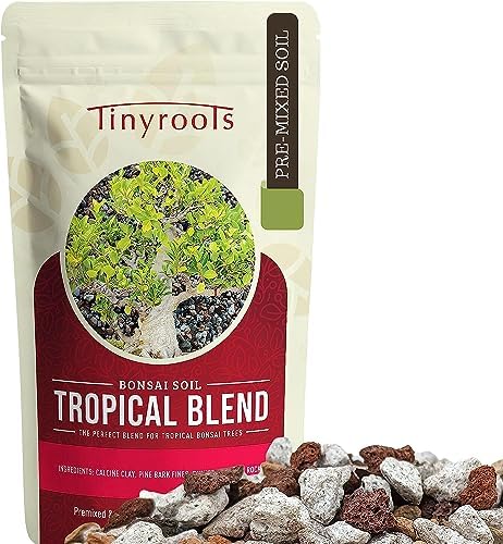 Tropical Bonsai Soil - Tinyroots Ready to Use Bonsai Soil Mix, Fast Draining Pre-Mixed Bonsai Potting Soil, 2.25 Quarts