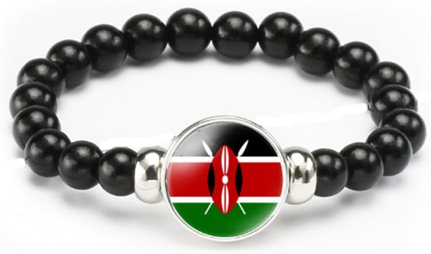vmcoatdu National Flag Bracelet Elastic Rope Beaded Bracelet Support Your Country Travel Souvenir Gifts for Men Women