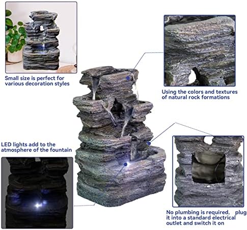 Ferris Island with LED Lights, Resin Tabletop, Small Rockery Fountain | Resin indoor desktop small rockery fountain, suitable for desktop decoration in offices, homes, and bedrooms
