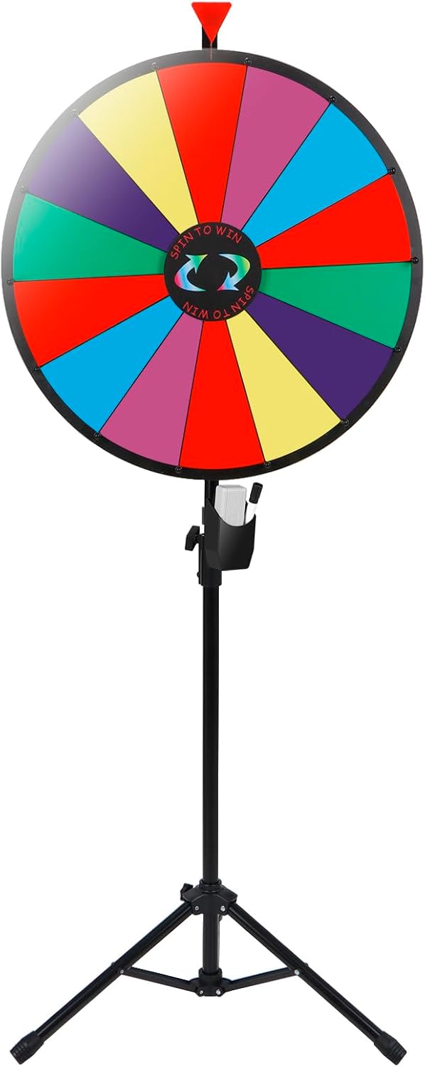 HomGarden 24" Colorful Spinning Prize Wheel | Dual-Use Tabletop/Floor Stand | Dry-Erase Board for Christmas, Carnival, Fundraiser