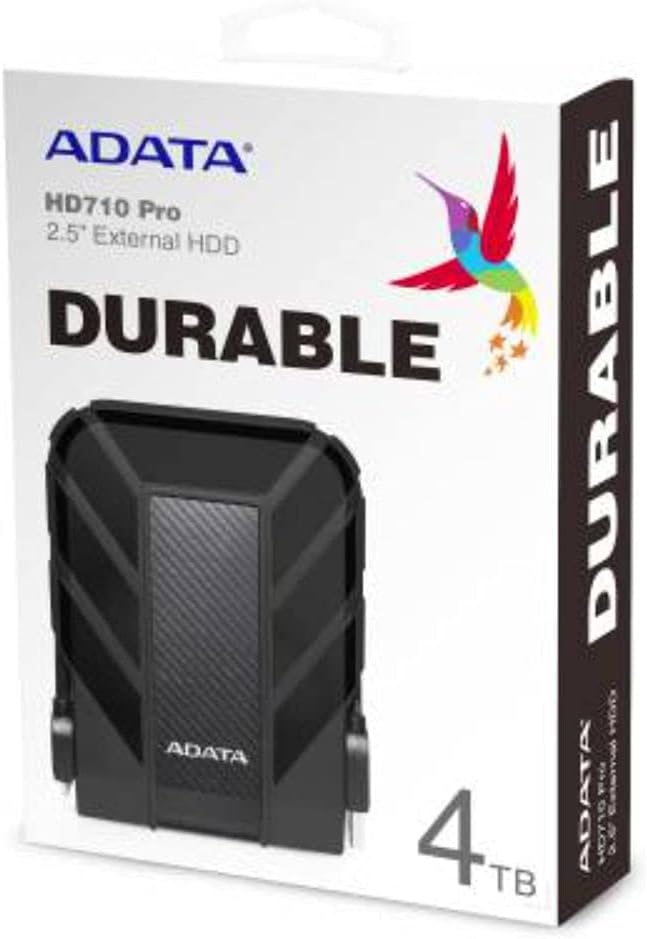 ADATA HD710 Pro - 4 TB External Hard Drive - Shockproof, Waterproof & Dustproof - Durable Storage - For Gamers, Students & Professionals - Mac, PC & Linux Compatible - Black - AHD710P-1TU31-CBK