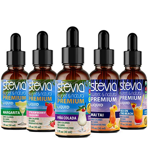 Stevia Intl (Pack of 5) Cocktails Lovers Bundle. Stevia Liquid Drops with 5 Flavors. All Naturally Sweet, Non-Bitter, No Sugar Added, 0 Carb