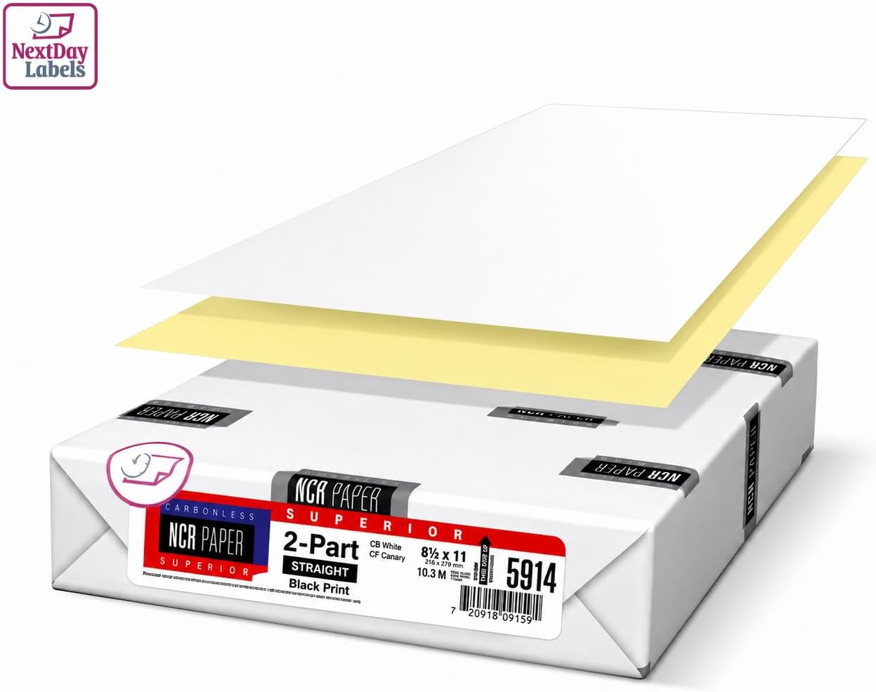 NextDayLabels Carbonless NCR Paper, 2 Part Reverse #5887, 8.5" x 11"