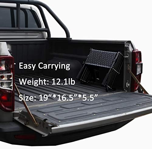 Upgraded Dog Stairs, Metal Frame Foldable Large Dog Step, Lightweight Portable Pet Ladder Ramp for Cars, SUVs and High Bed, 5 Steps