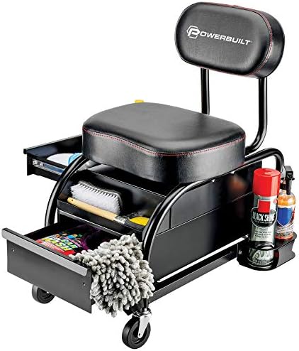 Powerbuilt 2-in-1 Rolling Creeper Seat Converts from High to Low Roller Seat, Fast, Tool-Free Conversion, Garage, Shop, Brake Jobs, Washing, Detailing