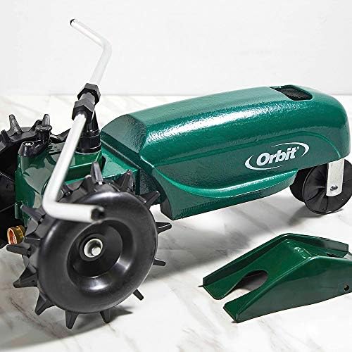 Orbit Traveling Tractor Water Sprinkler - Self-Propelled Traveling Sprinkler for Wide Lawn Coverage - Cast-Iron Body with Adjustable Coverage