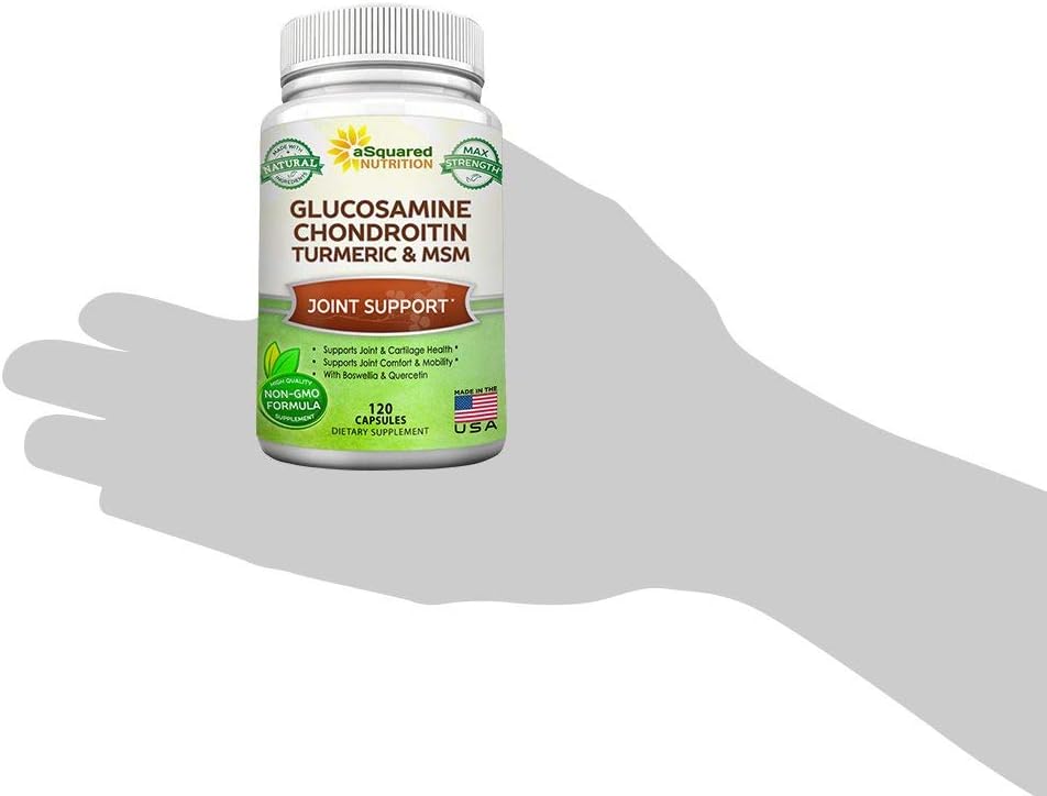aSquared Nutrition Glucosamine Chondroitin Turmeric MSM Boswellia - 120 Capsules - Joint Support Supplement - Joint Support Relief Pills for Health