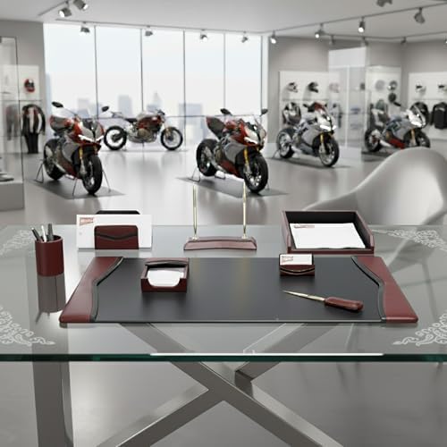 Dacasso Burgundy Leather Desk Set, 8-Piece