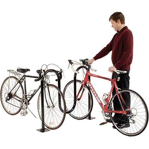Global Industrial 41"L Wave Bike Rack, Black, Flange Mount, 5-Bike Capacity | Black Powder Coated Steel, Commercial Bike Rack for Stores