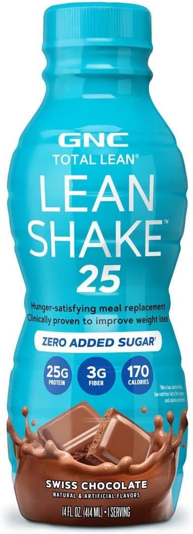 GNC Lean Shake 25 Protein Shake, Clinically Proven Weight Management, Meal Replacement, 25g Protein with Zero Added Sugar, Ready to Drink, Vanilla Bean, Pack of 12