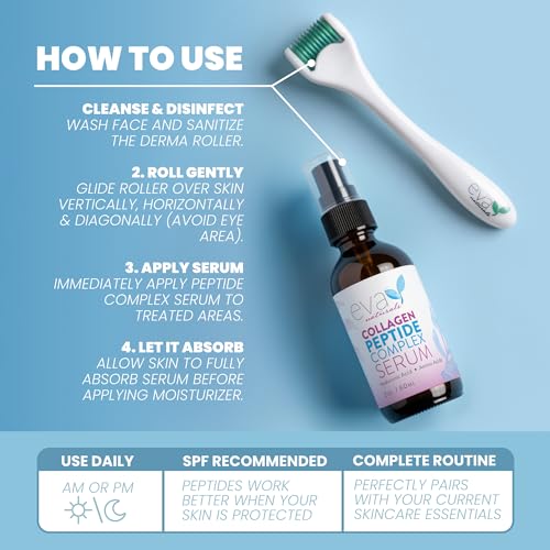 Eva Naturals Collagen Peptide Serum, Hyaluronic Acid, Fine Lines, 2 oz | Firming, hydrating, wrinkle reducer, anti-aging, for women & men, for face