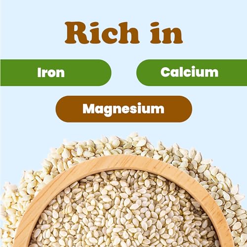 Food to Live - Hulled Sesame Seeds, 4 Pounds Whole Raw White Sesame Seeds, Kosher and Vegan, Unroasted, Bulk Sesame. High in Magnesium, Iron, and Calcium.