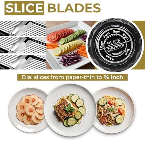 Gramercy Adjustable Mandoline Food Slicer, Mandoline Slicer for Kitchen, Mandolin, Potato, Tomato, Carrot, Vegetable, Fruit and Onion Cutter, Stainless Steel, INCLUDING Cut-Resistant Gloves, Black PRO