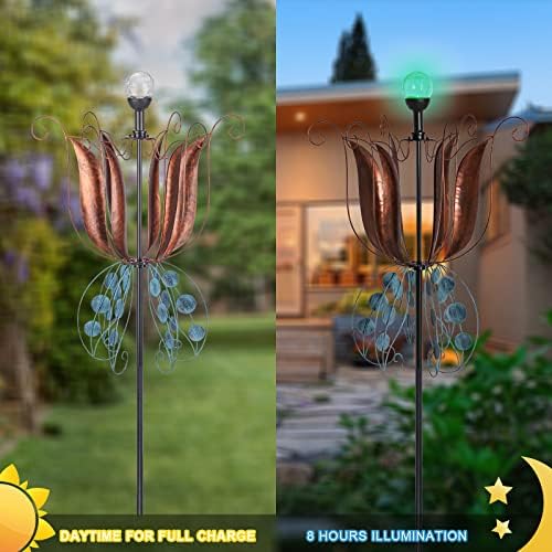 MUMTOP Wind Spinner Outdoor, Large Metal Kinetic Wind Sculptures, Blue