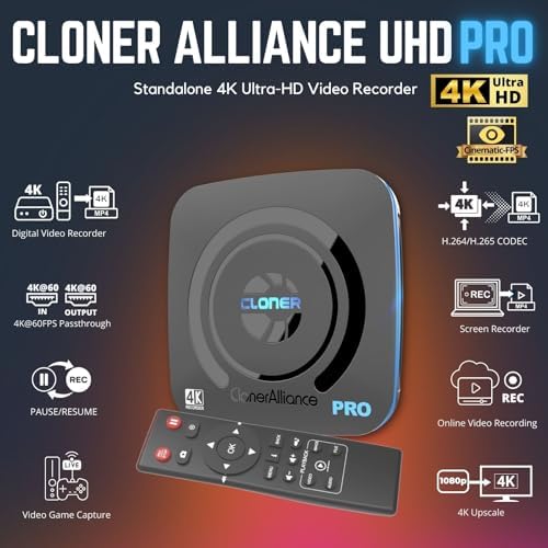 UHD Pro, 4K Video Recorder, HDMI Capture DVR with H.265/H.264 Codec, Cinematic 24fps Recording(Up to 30fps), 4K@60fps Passthrough