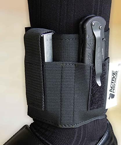 ActiveProGear Ankle Holster for Concealed Carry | Ankle Carrier for Gun, Pocket Knife, Flashlight, Multi-Tool | Leg Carry Pistol Magazine Pouch