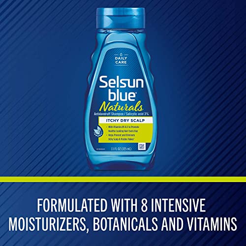 Selsun Blue Naturals Itchy Dry Scalp Antidandruff Shampoo, Extra-Hydrating Formula With Vitamins B3 and E, 11 fl. oz.