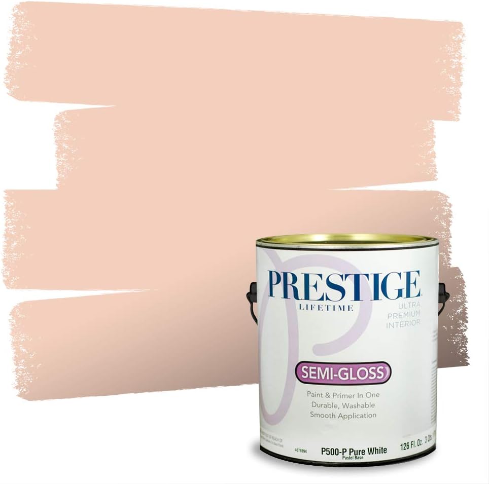 PRESTIGE Paints Exterior Paint and Primer In One, 1-Gallon, Semi-Gloss, Comparable Match of Sherwin Williams* Captivating Cream*