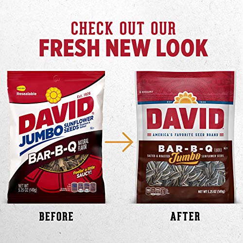 DAVID Jumbo Sunflower Seeds, Bar-B-Q Flavor, 5.25 oz.