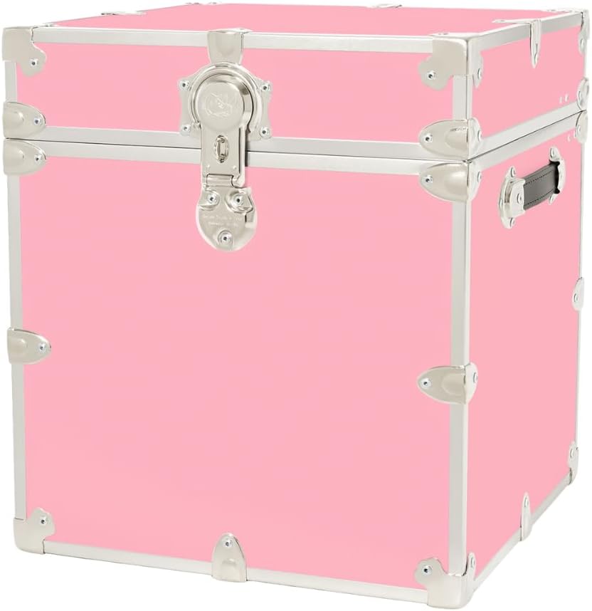 Rhino Classic Cube Trunk, College Dorm Footlocker & Home Storage End Table | 18"L x 18"W x 20"H, 1500+ lb Capacity, Baltic Birch Plywood, Nickel Plated Steel, Durable, Office Storage, Dorm Room