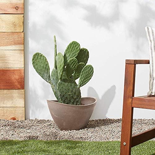 Arcadia Garden Products PSW Pot Collection YB41C Plastic/Stone/Wood Composite Curved Planter Pot – No Drainage Hole (Drillable), for Indoor and Outdoor Plants and Gardens, 16-inch, Chocolate