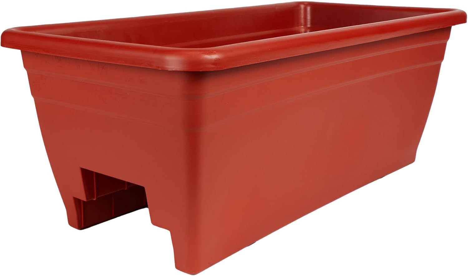 The HC Companies 24 Inch Deck Rail Box Planter Lightweight Outdoor Plastic Plant Pot for Herbs and Flowers, White