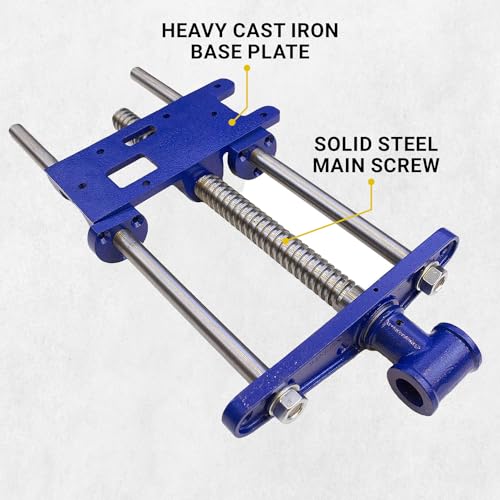 Yost Vises F10WW Woodworker's Vise | Front Vise | 10 Inch Woodworking Tool | Cast Iron Body Construction with a Solid Steel Main Screw | Blue
