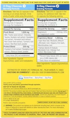 Renew Life Adult Cleanse Total Body Reset, Advanced Herbal Formula - 2-Part, 3-Day Program - Gluten