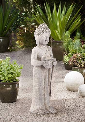 John Timberland Standing Buddha 32" High Gray Indoor-Outdoor Statue | Sculpture Zen Asian Japanese Garden Decor Front Porch Patio Yard Outside Home