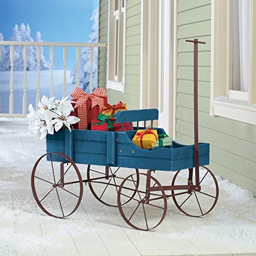 Collections Etc Amish Wagon Decorative Indoor/Outdoor Garden Backyard Planter, Red | Country Red, fir (wood)
