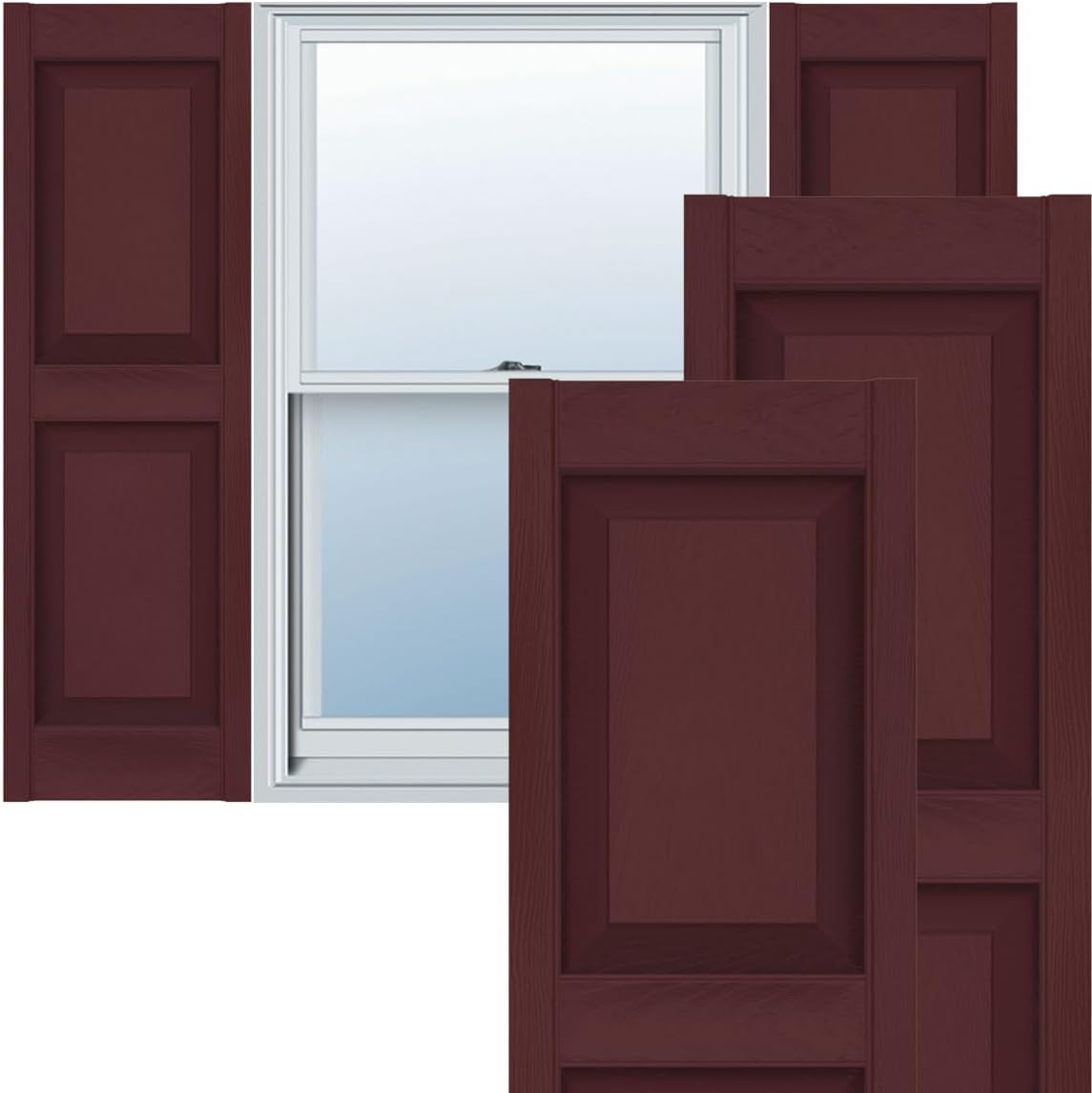 Ekena Millwork Lifetime Vinyl LP2S14X06300BL Standard Two Equal Panel Vinyls, Raised Panel Vinyl Shutters, w/Installation Shutter-Lok's & Matching Screws (Per Pair), 14.75"W x 63"H, Black