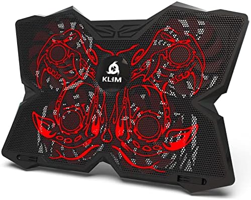 KLIM Wind Laptop Cooling Pad - More Than 500 000 Units Sold - New Version - The Most Powerful Rapid Action Cooling Fan - Laptop Stand with 4 Cooling Fans at 1200 RPM - USB Fan - PS5 PS4 - Blue