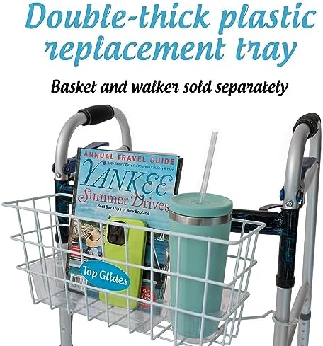 Heavy Duty Clear Plastic Insert/Tray/Cup Holder for Walker Basket