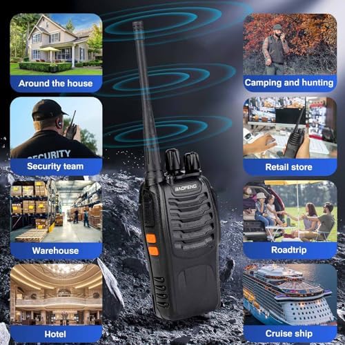 Baofeng Walkie Talkies 888S Rechargeable Long Range with Earpieces for Adults, 16 Channel Professional Radio Handheld Two Way Radios Li-ion Battery and Charger Included (10pack with 10earpiece)