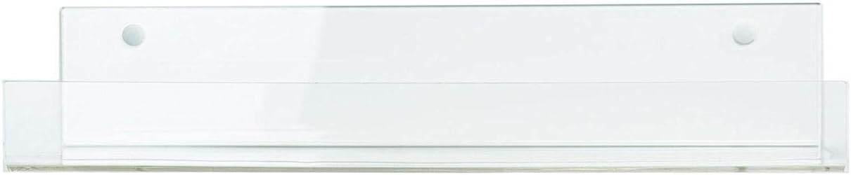Huji 16 Inch Invisible Clear Acrylic Floating Wall Ledge Shelf with Rounded Corners for Books, Collectibles, Photos, Coffee Mugs, Makeup, Funko Pop, Toys, Spice Rack (2 Shelves)