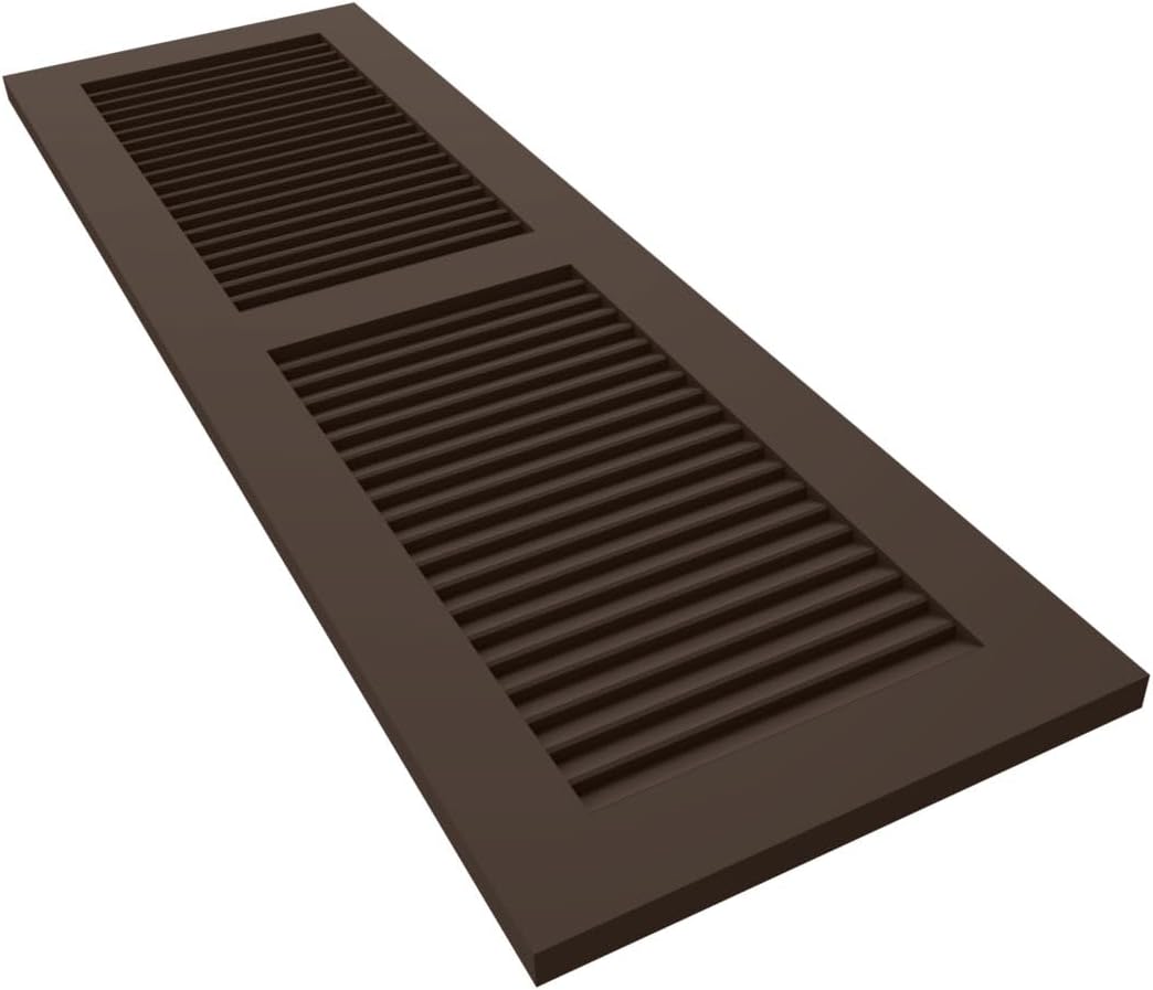 18"W x 60"H True Fit PVC Two Equal Louver Shutters, Unfinished (Per Pair - Hardware Not Included)