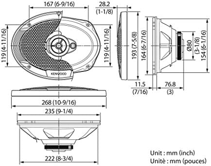 Kenwood Elliptic Speakers 3-Way 15 x 23 cm Black