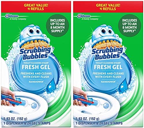 Mega Value Scrubbing Bubbles Toilet Cleaning Gel Fresh, 2 Dispensers, 8 Refills, 48 Gel Stamps, 10.72oz