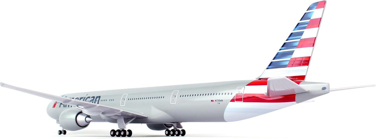 SkyMarks American Airlines Boeing 777-300 1/200 Airplane Model Kit – New Livery Highly Detailed Snap-Fit Collectible with Display Stand for Adult Collectors Ages 14+