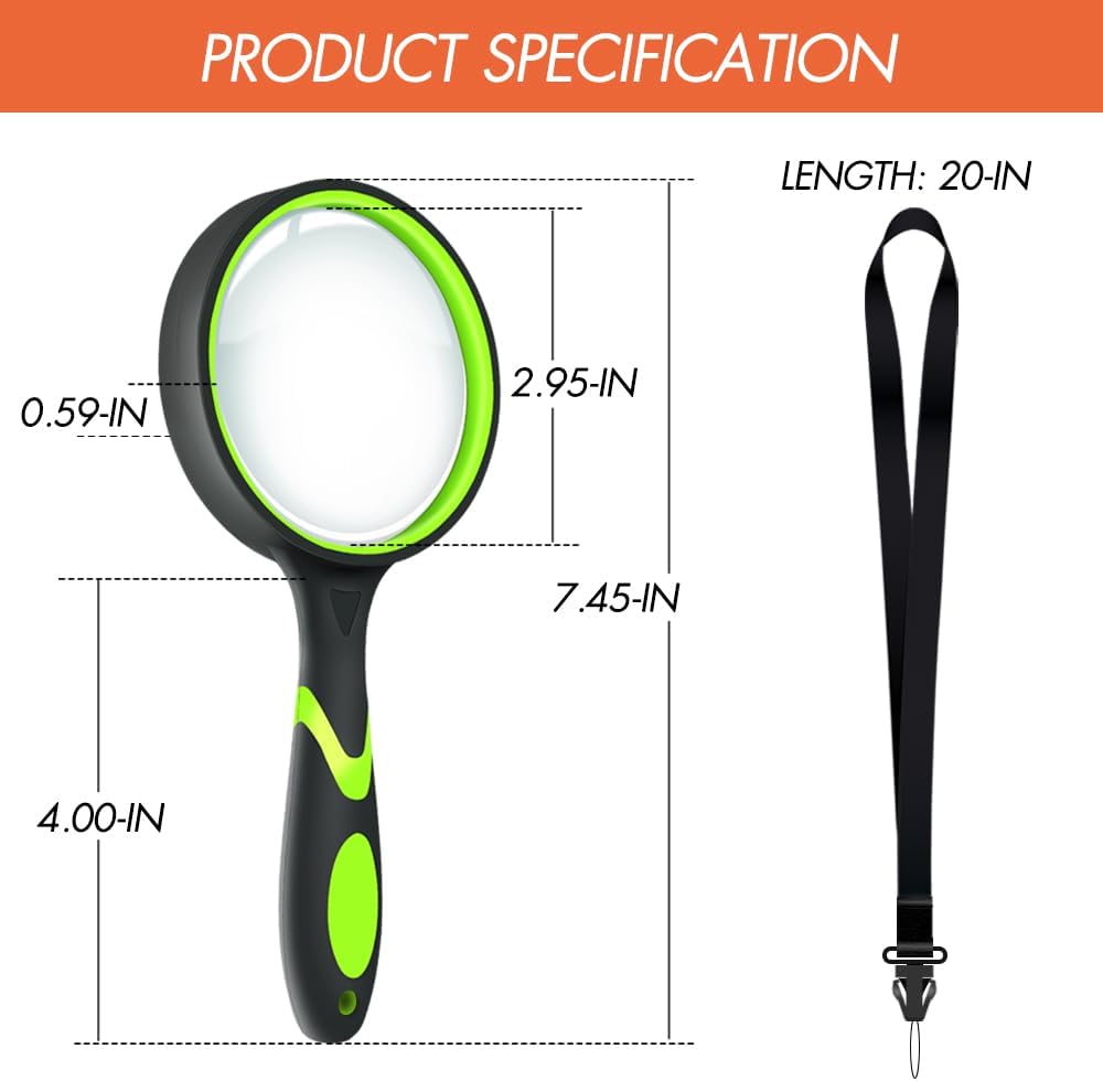 Leffis 3 Pack Magnifying Glass, 10X Reading Magnifier for Kids and Seniors