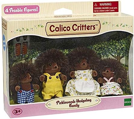 Calico Critters Pickleweeds Hedgehog Family - Set of 4 Collectible Doll Figures for Children Ages 3+