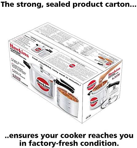 Hawkins 6.5 Litre Classic Pressure Cooker with Pots, Inner Lid Cooker with Separator Set, Silver (CL66)