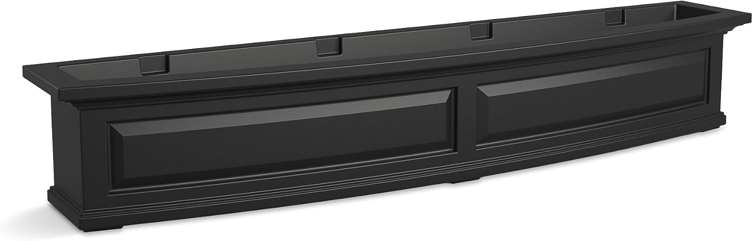 Mayne Nantucket 36in Self-Watering Rectangular Window Box Planter, White | Self-watering, All season, Fade resistant, Mounting brackets included, Built-in overflow, 15-year warranty