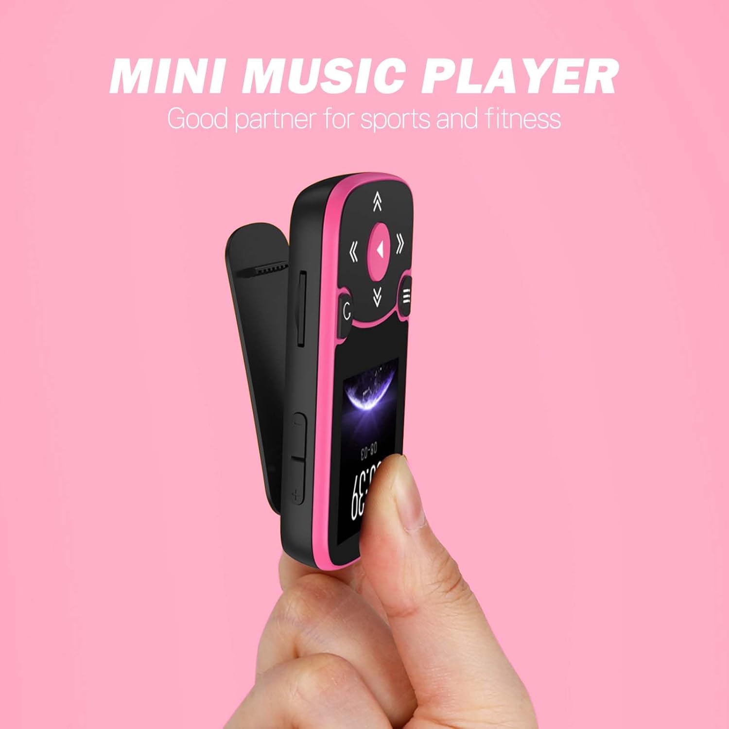 AGPTEK 64GB MP3 Player with Clip, A65 Bluetooth 5.3 Music Player for Sports | with FM Radio, Voice Recorder for Running, Supports up to 128GB TF Card, Orange