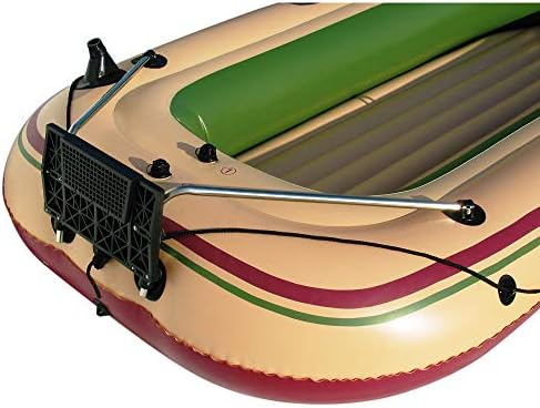 Solstice Voyager 4-Person Inflatable Fishing Boat with Dual Swivel Oar Locks and Rod -Holder, Motor Compatible 9' x 5'